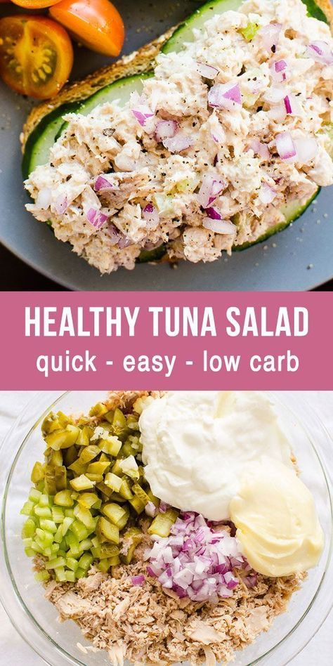 How to make creamy, fluffy and flavorful Healthy Tuna Salad with less mayo that actually tastes good. Healthy tuna salad recipe is great for meal prep. Refrigerate for up to 5 days and use healthy tuna salad for school and work lunches, cold dinner or easy weekend meal. #ifoodreal #cleaneating #healthy #recipe #salad #tuna #mealprep Healthy Tuna Salad Recipe, Tuna Salad Recipe Healthy, Healthy Tuna Salad, Salad Kale, Healthy Tuna, Recipe Salad, Clean Eating Lunch, Work Lunches, Tuna Salad Recipe