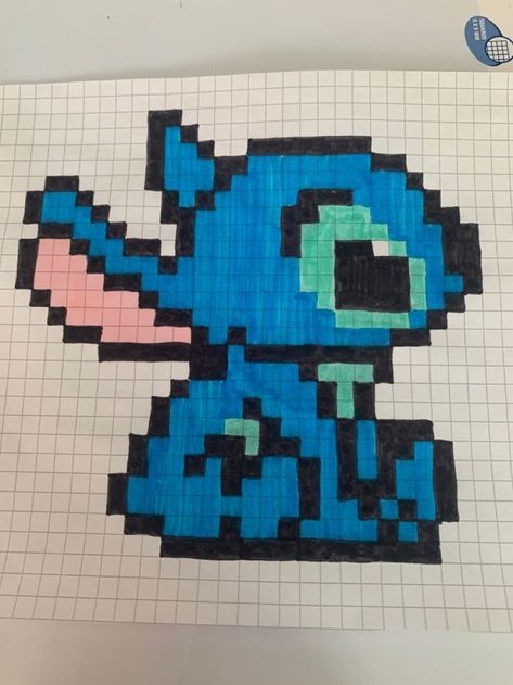 Pixel Art Stitch, Square Drawing, Famous Artworks, ليلو وستيتش, Organizator Grafic, Desen Realist, Graph Paper Drawings, Easy Pixel Art, Pixel Art Templates