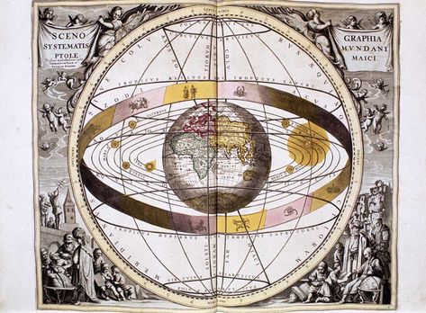 The Ptolemaic system of the universe from the Harmonia Macrocosmica, by Andreas Cellarius, 1708 © Bridgeman Images Tropical Astrology, Celestial Chart, Physics Mechanics, Jewish Calendar, Epic Of Gilgamesh, Pythagorean Theorem, Star Sky, Ancient Cultures, Bbc News