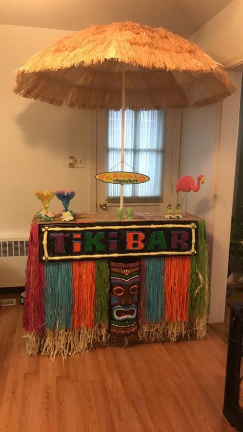 Tiki Bar Ideas Diy, Diy Tiki Bar, Tiki Bar Party, Tiki Bar Ideas, Tiki Bar Stools, Bar Signs Diy, Tiki Bars Diy, Tikki Bar, Crab Feed