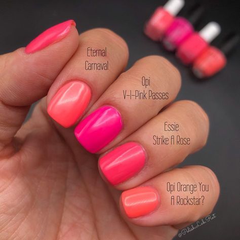 Red Orange Nails, Coral Nail Polish, Pink Summer Nails, Pink Nail Colors, Opi Nail Colors, Orange Nail Polish, Coral Nails, Pink Gel, Pink Nail Polish