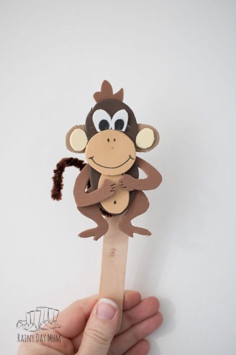 Get creative and make these 5 little monkey puppets to use when singing the popular children's rhyme Five Little Monkeys Jumping on the Bed. Template to create these easy craft foam puppets included to download. #craft #totschool #preschoolathome #craftstickpuppets #nurseryrhymes #countingrhymes #circletime #rhymetime Jungle Theme Classroom Decorations, Monkey Craft, Monkeys Jumping On The Bed, 5 Little Monkeys, Monkey Puppet, Jumping On The Bed, Monkey Crafts, Five Little Monkeys, Homeschool Crafts