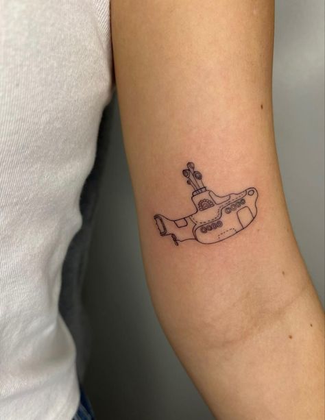 Beatles Inspired Tattoos, Submarine Tattoo, Beatles Tattoo, Lil Tattoos, Brother Sister Tattoo, Lyric Tattoos, Theme Tattoo, Moth Tattoo, Dad Tattoos