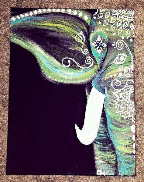 Turquoise Bohemian Elephant Bohemian Elephant, Green Elephant, Tableau Art, An Elephant, Pics Art, Hippie Chic, Art Plastique, Painting Projects, Painting Inspiration