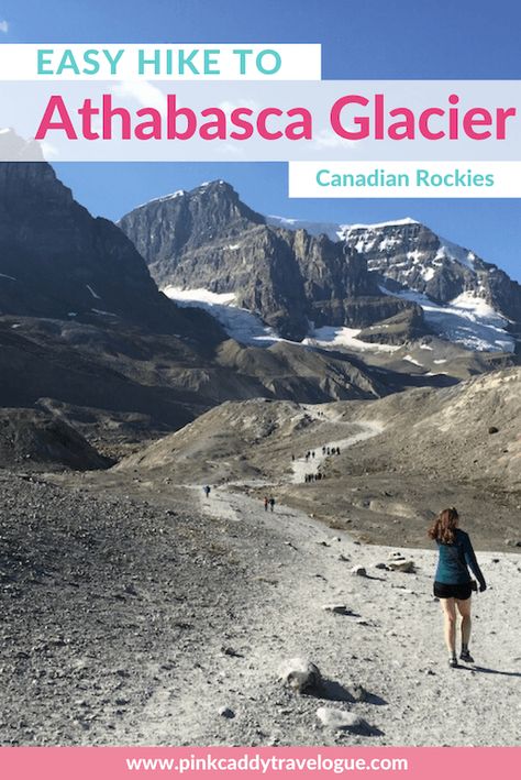 This easy hike can be done by anyone, and will take you right up to the toe of Athabasca Glacier! It's a must-do for anyone visiting the Canadian Rockies #canada #canadianrockies #athabascaglacier #columbiaicefield #jasper #banff Athabasca Glacier, Rockies Canada, Travel Alberta, Adventurous Activities, Adventure Trips, Balkans Travel, Icefields Parkway, Hiking Adventures, Canada Travel Guide