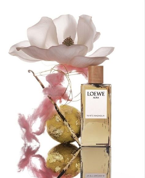 LOEWE Aura White Magnolia and LOEWE Aura Pink Magnolia. — Anne of Carversville Aura Perfume, Kris Grikaite, Aura White, Fragrance Photography, Perfume Photography, Object Photography, Cosmetics Photography, Product Shots, White Magnolia