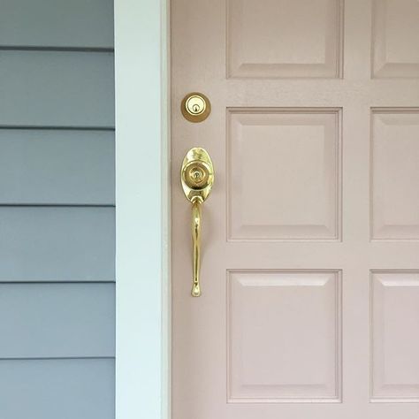 Three Birds Renovations. 'Pink Dust' by Taubmans. Pink Door Love.... Cladding - 'Stormy Shadow' by Taubmans Pink Front Door, Three Birds Renovations, Door Colors, Grey House, Pink Door, Grey Houses, Three Birds, Front Door Colors, Up House