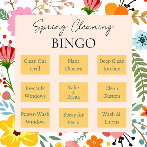 A clean home is a happy home! This bingo also pairs as a checklist to remind you of some cleaning tasks to tackle. Happy cleaning! #springcleaning #bingo #cleanhouse #housecleaning #interior #exterior #refresh #SoldBySeward Cleaning Bingo, Exterior Refresh, Cleaning Tasks, Happy Home, Clean Home, Spring Cleaning, Clean House, Bingo, Instagram A