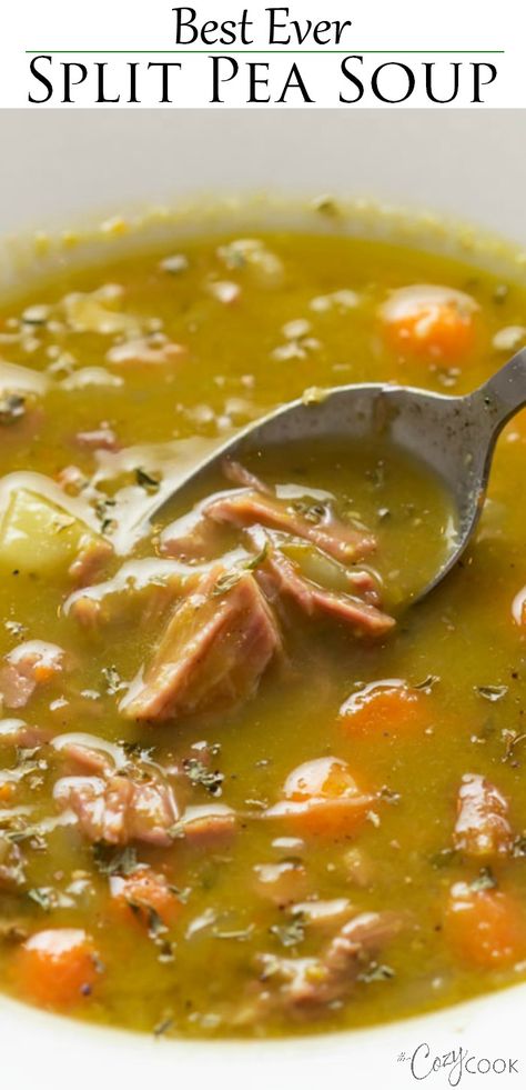 Split Pea Ham Soup, Easy Split Pea Soup, Healthy Ham, Bacon Soup Recipes, Yellow Split Pea Soup, Ham Bone Soup, Ham Soup Recipes, Pea Soup Recipe, Split Pea Soup Recipe