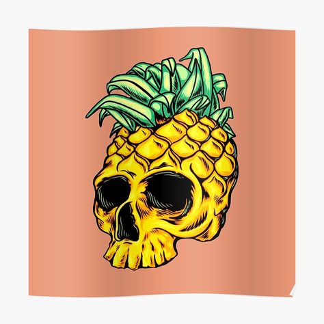 Skull Pineapple, Savage Tattoo, Pineapple Skull, Skull Poster, Candy Drawing, Candied Lemons, Bad Tattoos, Tattoo Design Book, A Skull