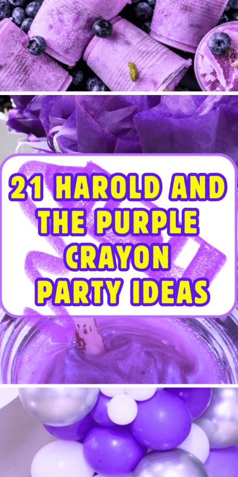 21 Harold And The Purple Crayon Party Ideas (PURPLE PARTIES) - need a fun birthday party theme, preschool party ideas, classroom party for books, purple party theme or watch party for Harold And The Purple Crayon movie? Add these fun Harold And The Purple Crayon party foods, Harold And The Purple Crayon party decoration ideas, Harold And The Purple Crayon party games and kids party favors to your fun party ideas! #haroldandthepurplecrayon #kidsparty #birthdayparty #purpleparty #crayonparty #purplepartydecorations #kidspartyfoods Harold And The Purple Crayon Birthday Party, Preschool Party Ideas, Purple Party Theme, Edible Crayons, Crayon Activities, Crayon Birthday Parties, Harold And The Purple Crayon, Crayon Party, Fun Party Ideas