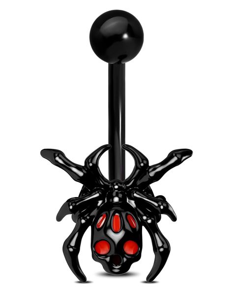 PRICES MAY VARY. Style:One package includes one piece 14g black spider belly button ring. Gauge:Bar Thickness: 14g(1.6mm);Bar Length:10mm;Ball:5mm. Material:This belly ring is made of 316L Stainless Steel,Lead,Nickel Free, Good for the Sensitive Skin.This belly barbell is durable,lightweight and comfortable for everyday wear. Design:This navel ring is used unique black spider design,makes it more attractive.It is not only suitable for everyday wear but also perfect for Halloween atmosphere,exqui Piercing For Women, Spider Design, Belly Jewelry, Navel Ring, Body Jewelry Piercing, Junji Ito, Button Rings, Black Spider, Belly Button Piercing