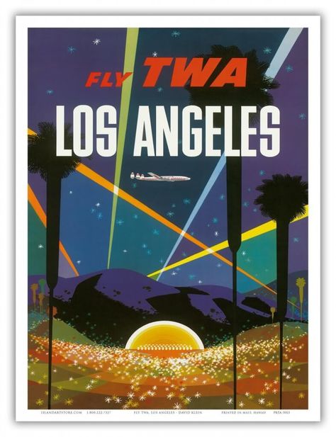 Salva Los Angeles Travel Poster, Vintage Airline Posters, Mid Century Modern Poster, Los Angeles Travel, Travel Ads, Airline Travel, Vintage Airlines, Vintage Los Angeles, Photo Vintage