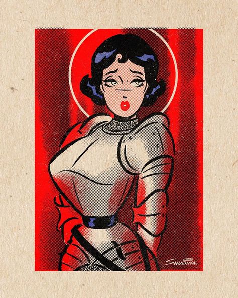 Sveta Shubina on Instagram: “I decided to create #SixFanArts of historical personalities and the first one is Joan of Arc 🔥 Chosen from your requests on Twitter and Vk…” Sveta Shubina, Joan Of Arc, Retro Illustration, Pin Up Art, Cute Art Styles, Cool Cartoons, Photo Reference, Retro Art, Space Art