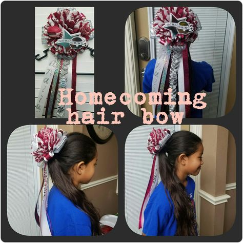 Homecoming Hair bow #homecoming #mum #bow Hair Mums Homecoming, Hoco Mums, Texas Homecoming Mums, Mum Ideas, Homecoming Garter, Cheer Hair Bows, Senior Stuff, Homecoming Mums Diy, Homecoming Ideas