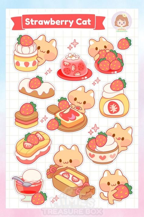 Strawberry Cat Sticker Sheet kawaii stationery Sticker #sticker Stickers #stickers freesticker #freesticker freestickers #freestickers free download sticker #freedownloadsticker 15.233 Chibi Sticker Sheet, Cute Stuff To Print, Sticker Sheets Free Printable, Cute Stickers Printable, Cute Printable Stickers, Sticker Sheet Printable, Cute Food Stickers, Cute Sticker Sheets, Strawberry Stickers