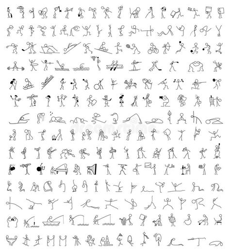 Stick Figure Tattoo, Yoga Stick Figures, Stick Men Drawings, Stick Drawings, Miniature Scenes, Stick Figure Drawing, Cute Miniature, Figure Sketching, Sketch Notes