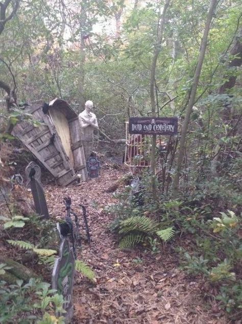 Haunted Trail Ideas, Halloween Decorations Party Scary, Easy Outdoor Halloween Decorations, Haunted Trail, Haunted Woods, Easy Diy Halloween Decorations, Casa Halloween, Halloween Decorations Outdoor, Haunted Forest