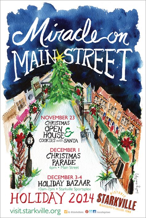 client work for #Starkville - 2014 Christmas poster design #posters #graphicdesign #watercolor #lettering Christmas Poster Design Graphics, Cookies With Santa, Spring Poster, Christmas Poster Design, Poster Christmas, Christmas Parade, Holiday Events, Typography Graphic, Christmas Poster