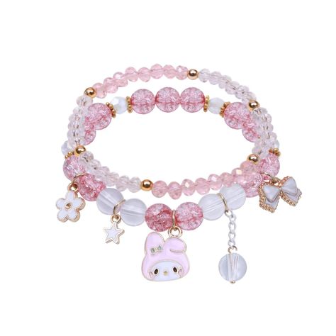 PRICES MAY VARY. KAWAII BRACELETS - The anime bracelet contains a crystal bracelet and an anime character bracelet with rosette bowknot flower star heart skull charms . SIZE - The anime inspired bracelets are 2.36inch(6CM) in diameter.About 30g. MATERIAL - The rabbit melody merch bracelets are made of high quality strawberry crystal stone and enamel charms.Nickel free.Harmless to your body. STYLE- The kawaii bracelets are cute kawaii kpop y2k trendy bracelets. IDEAL GIFTS - The cute cartoon brac Loom Bracelet Idea, Cute Girly Jewelry, My Melody Things, My Melody Accessories, My Melody Bracelet, Kawaii Bracelets, Bracelets Kawaii, Kawaii Melody, Bracelets Y2k