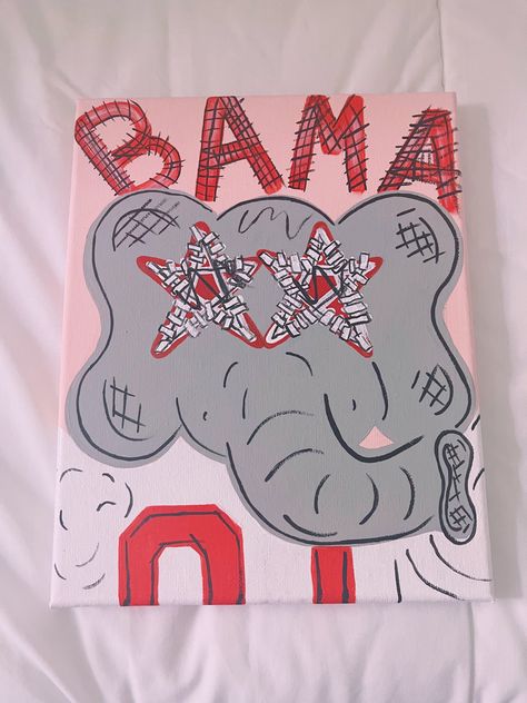 Alabama Canvas Painting, Painting Ideas On Canvas College, Alabama Painting, Bama Dorm, Painting Preppy, Pinterest Contest, Welcome Door Signs, Apartment Art, Painting Ideas On Canvas