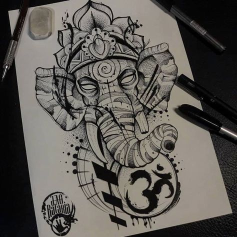 Skin Color Tattoos, Ganesh Tattoo, Half Sleeve Tattoos Drawings, Buddha Tattoos, Mandala Elephant, Ganesha Tattoo, Tattoo Mandala, Tato Lengan, Kunst Tattoos