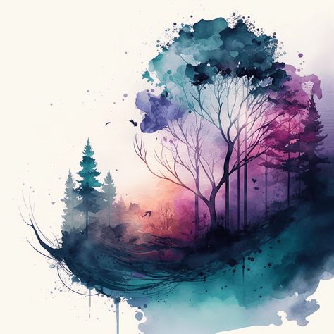 Loose Watercolor Paintings, Landscape Tattoo, Watercolour Inspiration, Soyut Sanat Tabloları, Loose Watercolor, Landscape Art Painting, Watercolor Landscape Paintings, Awesome Designs, Watercolor Canvas