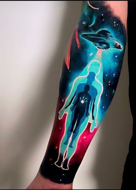 Outer Space Tattoos, Cosmic Tattoo, Ufo Tattoo, Chicano Tattoos Sleeve, Pop Art Tattoos, Hyper Realistic Tattoo, Full Tattoo, Key Tattoos, Planet Tattoos