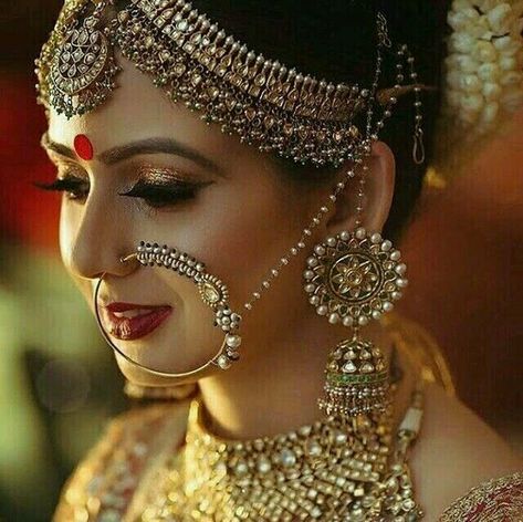 Photo #5 from Venus Salon Wedding service "Portfolio" album भारतीय दुल्हन संबंधी, शादी की तस्वीरें, Bridal Nose Ring, Wedding Makeup Tips, Best Makeup Artist, Indian Brides, Braut Make-up, Indian Bridal Wear, Bridal Fashion Jewelry