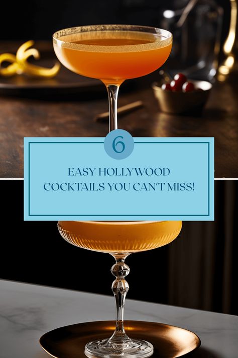 Discover a must-try list of Hollywood cocktails including the Brown Derby, Don's Delight, Honeymoon, Platinum Blonde, Spencer, and the Shirley Temple Mocktail. From the well-balanced mix of sweet and sour in the Brown Derby to the delightful blend of sweet, sour, and bitter flavors in the Spencer, these cocktails promise a delightful experience. Elevate your home bartending game with these simple yet impressive cocktail recipes that will surely impress your guests Old Hollywood Cocktails, Hollywood Cocktails, Shirley Temple Mocktail, Light Drinks, Party Cocktails, Brown Derby, The Spencer, Apple Brandy, Honey Syrup