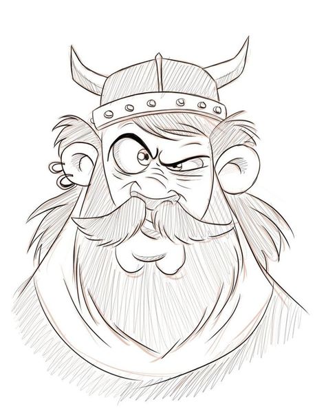 Cartoon Viking, Viking Drawings, Draw Men, Drawing Designs, Chara Design, Viking Men, Line Sketch, Viking Art, Illustration Sketches