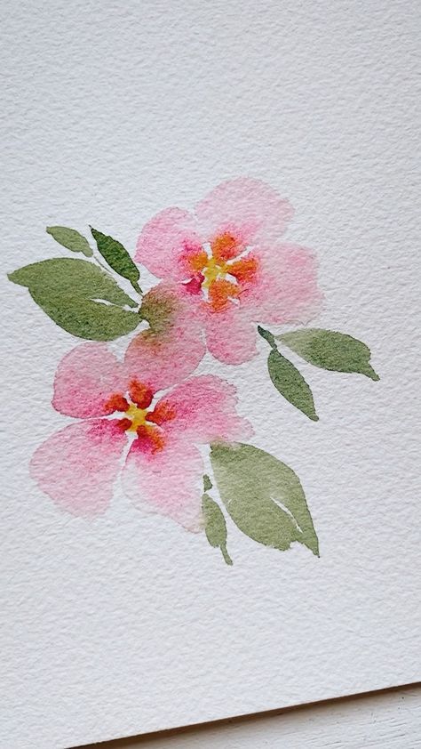 Watercolor Flowers Outline, Water Colour Art Simple, How To Draw Flower Petals, Water Painting Simple, Watercolor Painting Ideas Easy Simple, Easy Watercolor Inspiration, Easy Cute Watercolor Ideas, Waterpaint Ideas Beginner, Watercolor Art Flowers Easy