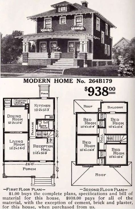 Sears House Plans, Sears Catalog Homes, Sears Kit Homes, Flat Pack Homes, Four Square Homes, Square House Plans, Pyramid Roof, Vintage House Plans, Craftsman Bungalows