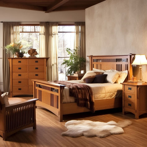 Everything You Need to Know About Mission Style Furniture Craftsman Style Bedroom Master Suite, Craftsman Style Bedroom, Mission Style Furniture, Bedroom Master, Style Bedroom, Mission Style, Craftsman Style, Bed Styling, Master Suite