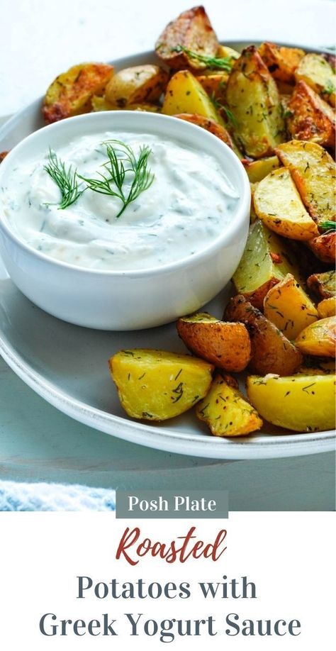 Yogurt Recipes Healthy, Yogurt Dipping Sauce, Potato Sauce, Greek Yogurt Toppings, Greek Yogurt Sauce, Dill Potatoes, Greek Yogurt Dips, Yogurt Toppings, Greek Potatoes