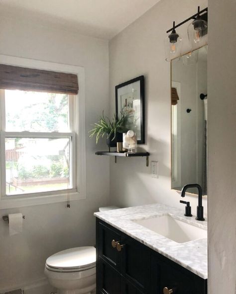 Eyesore to Outdoor Oasis: Backyard Patio Reveal - Sima Spaces Bathroom With Black Vanity, Small Bedroom Office, Small Bedroom Decorating, Modern Traditional Bathroom, Oasis Backyard, Bedroom Remodeling, Small Bedroom Remodel, 1960s Home, Build A Table