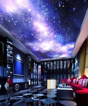 Cool Gaming Rooms, Home Theater Wall, Media Room Decor, Theater Decor, Ceiling Wallpaper, Ceiling Murals, Pc Gaming Setup, Theater Room, Gamer Room