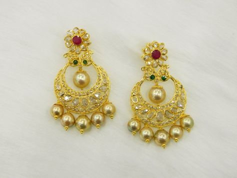 Earrings / Jhumkis / Chandbali - Gold Jewellery Earrings / Jhumkis / Chandbali (ER2719CH0493) at USD 1,625.18 And GBP 1,272.59 Gold Jewellery Earrings, Diamond Gold Earrings, 22 Carat Gold Jewellery, Bracelets Diamond, Gold Pearl Jewelry, Pure Gold Jewellery, Gold Pendant Jewelry, Gold Jewelry Earrings, Jewelry Post