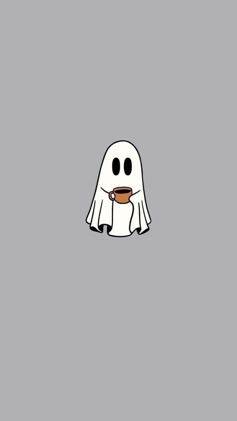 Ghost With Coffee Wallpaper, Ghost With Coffee Tattoo, Neutral Halloween Wallpaper, Aesthetic Cute Ghost Wallpaper, Minimalist Halloween Wallpaper, Cute Ghost Wallpaper Iphone, Spooky Season Wallpaper Aesthetic, Aesthetic Ghost Wallpaper, Spooky Halloween Wallpaper Iphone