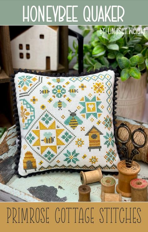 Primrose Cottage Stitches, Quaker Cross Stitch, Linen Stitch, Stitch Art, Small Pillows, Brick And Mortar, Art Textile, Cross Stitch Chart, Cross Stitch Art