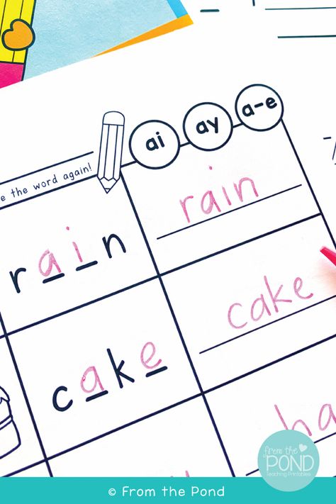 Long Vowel Activities, Rain Cake, Long Vowels Activities, Long Vowel Worksheets, Activities For First Grade, Sand Game, Vowel Activities, Long Vowel Sounds, Vowel Worksheets