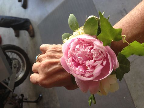 Peony wrist corsage Peony Wrist Corsage, Peony Corsage, Flowers At Wedding, Wrist Corsage Wedding, Bride’s Mother, Prom 2022, Wrist Corsages, Prom 2014, Secret Wedding