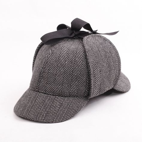 Same Style of Sherlock Holmes Cap Striped Wool Deerstalker Hat Red/Kakki/Coffee/Gray 4 Colors Unisex-in Skullies & Beanies from Men's Clothing & Accessories on Aliexpress.com | Alibaba Group Sherlock Holmes Accessories, Sherlock Party, Sherlock Hat, Sherlock Holmes Hat, Detective Hat, Topi Vintage, Deerstalker Hat, Grey Beret, Detective Pikachu