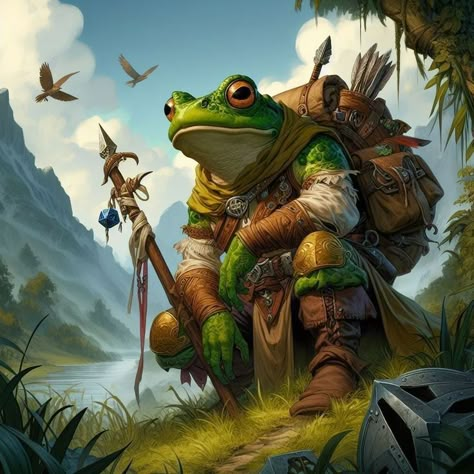 Grippli Character Concept, Grung Dnd, Dragon Tales, Fantasy Tattoos, Dungeons And Dragons Classes, Fairy Tale Characters, Frog Art, Fantasy Races, Dnd Art