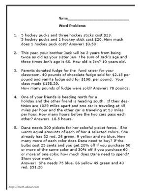 Quiz Eighth Graders with These Math Word Problems: Worksheet # 1 Solutions 8th Grade Math Problems, 8th Grade Math Worksheets, Math Story Problems, Problem Solving Worksheet, Division Word Problems, Algebra Worksheets, Math Problem Solving, Classroom Tools, Word Problem Worksheets