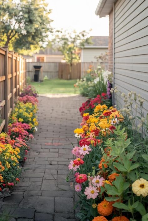 Front Door Flowers, Walkways To Front Door, Side Yard Garden, Outdoor Backyard Ideas, Side Gardens, Tall Ornamental Grasses, Herb Wall, Hanging Herbs, Privacy Landscaping