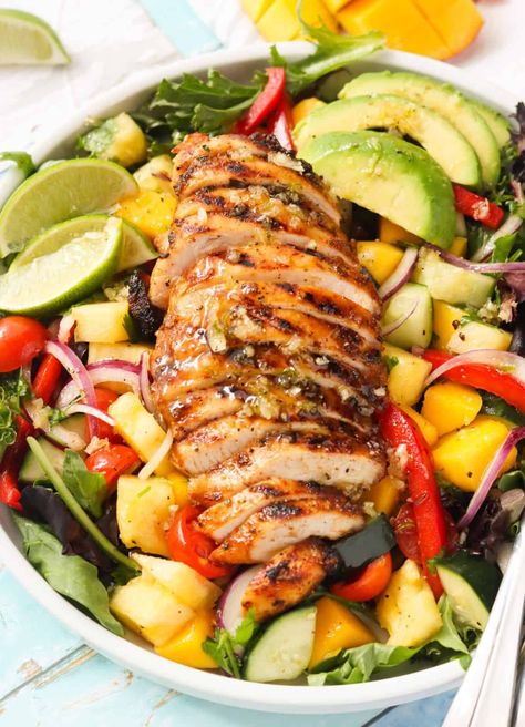 Jerk Chicken Salad - Immaculate Bites Jerk Chicken Salad Recipe, Jerk Salad, Jerk Chicken Salad, California Chicken, Jamaican Jerk Chicken, Coleslaw Salad, Beautiful Salad, Lime Vinaigrette, Summer Meal