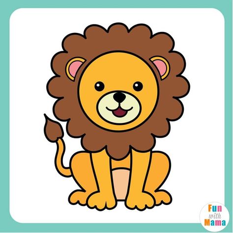 Cartoon Lion Drawing Easy, Lion Sketch Simple, How To Draw Lion, Cute Lion Drawing Easy, Lion Easy Drawing, Cartoon Lion Drawing, How To Draw A Lion, Objects For Drawing, Draw A Lion Easy