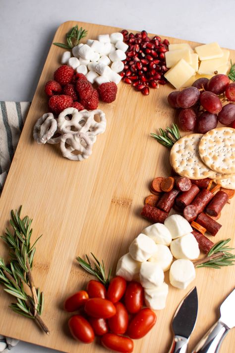 Candy Cane Charcuterie Board - The Ashcroft Family Table Candy Cane Caprese Board, Candy Cane Charcuterie Board, Candy Cane Charcuterie, Caprese Board, Red And White Party, Christmas Hosting, White Chocolate Covered Pretzels, Water Crackers, Easy Candy