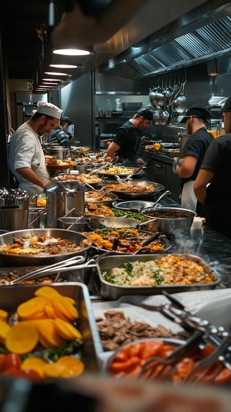 "Busy kitchen action: Chefs and kitchen staff diligently prepare a variety of dishes in a #bustling commercial kitchen. #culinary #gastronomy #foodies #cuisine #kitchenlife #aiart #aiphoto #stockcake ⬇️ Download and 📝 Prompt 👉 https://stockcake.com/i/busy-kitchen-action_1243388_364135" Busy Kitchen Restaurant, Black Chef Aesthetic, Restaurant Kitchen Photography, Chef In Kitchen, African Fufu, Fufu Recipe, Open Fridge, Chef Aesthetic, Restaurant Staff